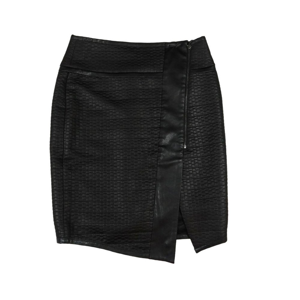 LORD & TAYLOR 424 Fifth 2 Faux Leather Textured Coated Zip Moto Pencil Skirt